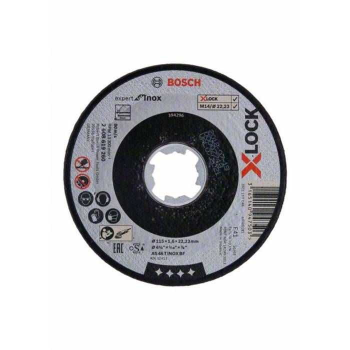 Bosch Disque à tronçonner droits X LOCK Expert for Inox 115x1 6x22 23 mm AS 46 T INOX BF 1 6 mm 2608619260 - vue 2