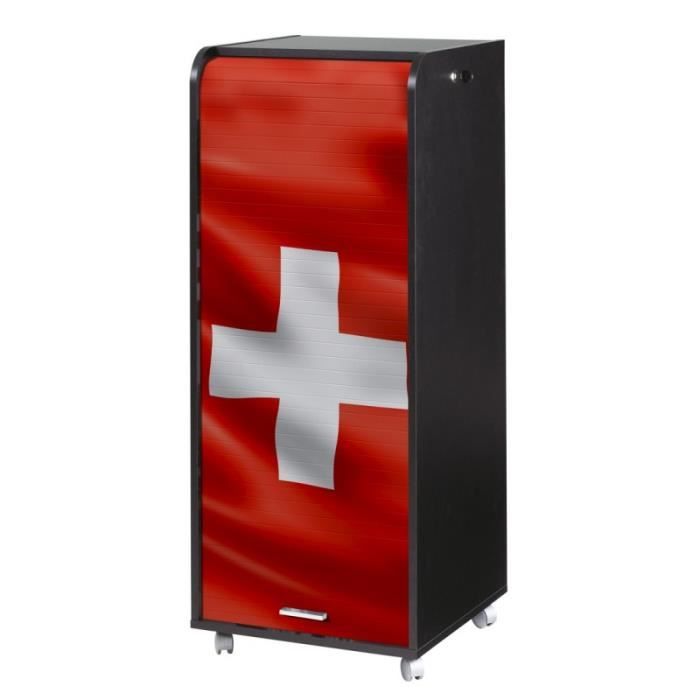 caisson de bureau mobile noir - fabriqué en france - drapeau suisse 650 - 3 tiroirs - rangements