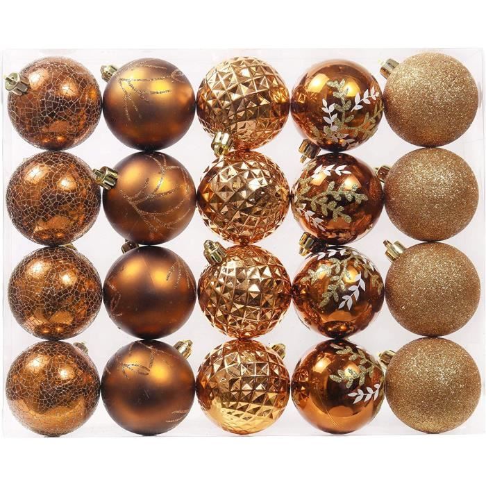 Boules de Noël en Cuivre et Or, Boule de Noël en Plastique Incassable