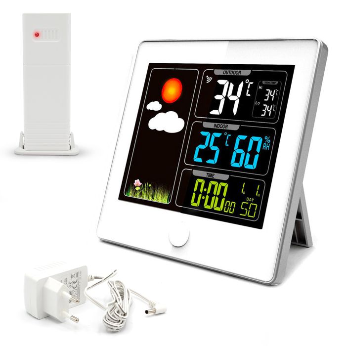 Stazione Meteorologica WiFi A Colori J+4 – Temperatura Interna/Esterna, Previsioni 4 Giorni, App Tuya
