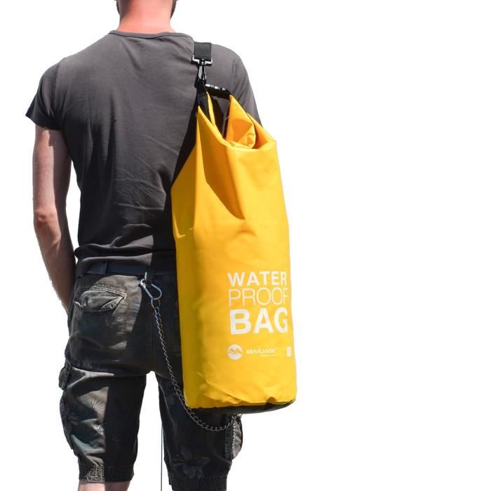 Sac Étanche 30 litres 100% imperméable à l'eau pluie sacoche waterproof  37x72cm dry bag hermétique 30L pour camping canotage Jaune - Cdiscount Sport