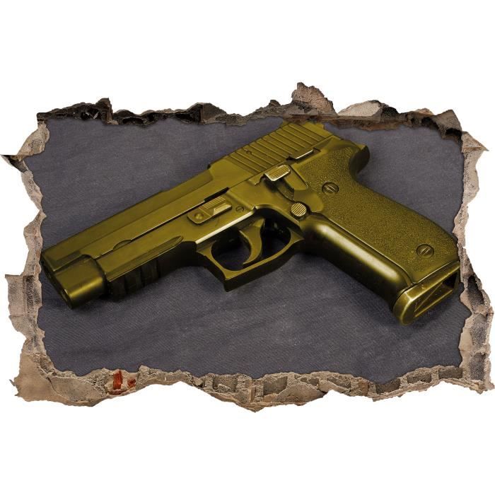 Sig Sauer Noir Arme Blanche Mur Percee En 3d Look Mur Ou Format Vignette De La Porte 62x42cm Stickers Muraux Sticker Mural Cdiscount Maison