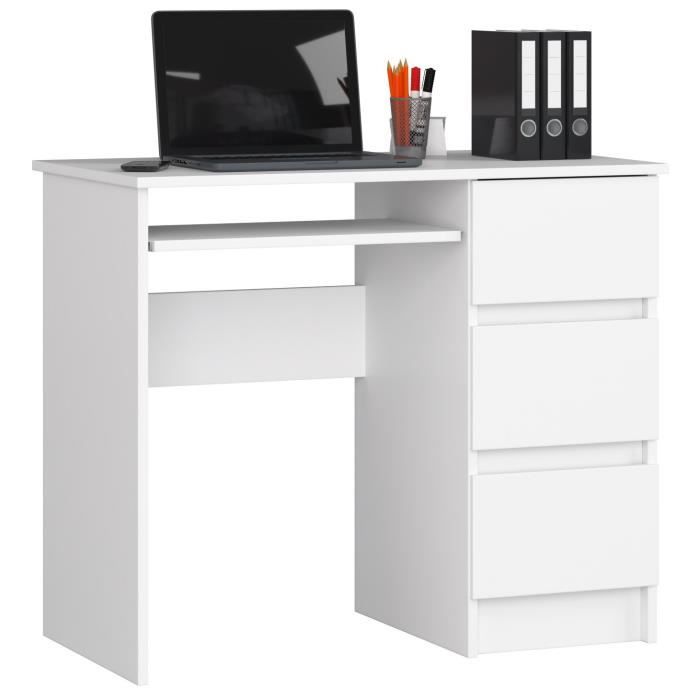 Petit Bureau Blanc Avec 2 Tiroirs - Dimensions 80x40x78 Cm - Idéal Pour Enfant, étudiant, Petits Espaces