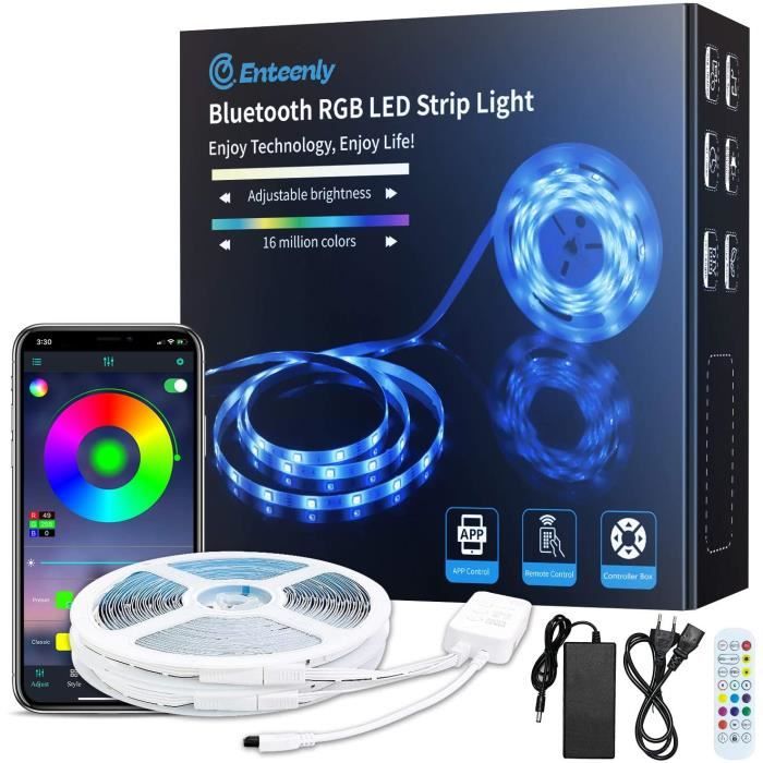 Bluetooth Bande LED RGB Multicolore avec Télécommande Synchroniser avec la Musique Contrôlé par APP du Smartphone Bande LED Lumineuse Dimmable pour Maison Chambre Bewahly Ruban LED 20m Cuisine