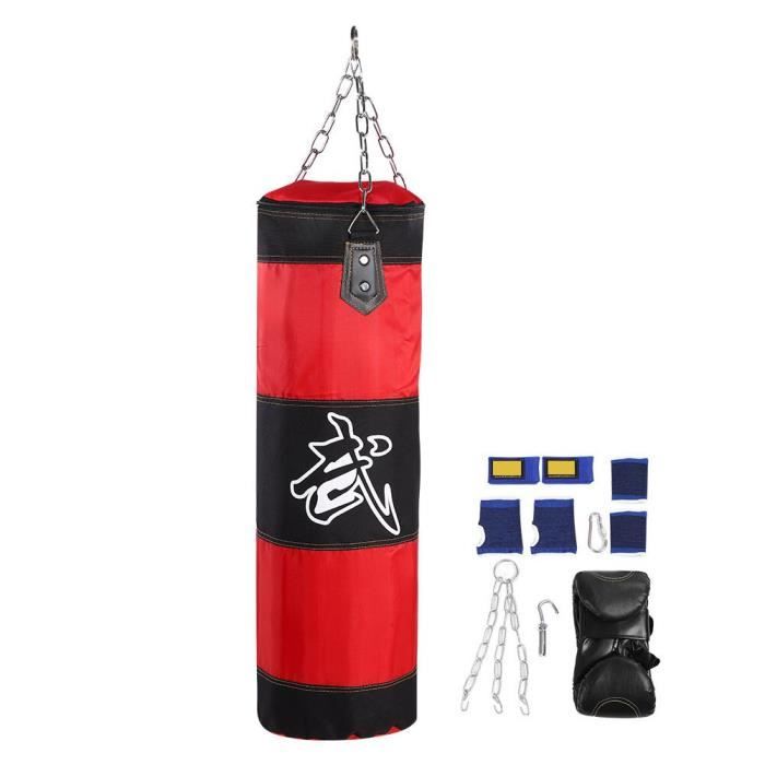 Sac De Frappe Boxe Vide - Remplissage à Faire Soi-même (sable, Tissu…) - Toile Résistante Avec Patch PU - Chaîne Et Crochet Inclus - Tailles 0,6m à 1,2m - 6