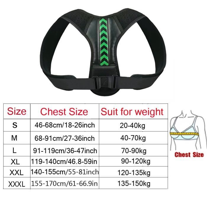Protège-dos correcteur de Posture médical ajustable pour hommes et femmes Corset pour le haut du dos- Green-XXL[D]
