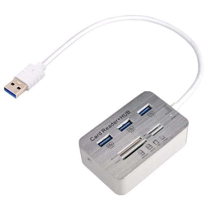 USB 20 C Type C 3-Port Hub avec le lecteur de cartes Multi-In-1 MS SD M2 TF pour Mac Windows Tout PC