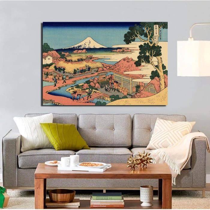 Lot De 3 Affiches Japonaises Hokusai Sur Toile | Décoration Murale Vintage | Grande Vague De Kanagawa | Style Wabi Sabi