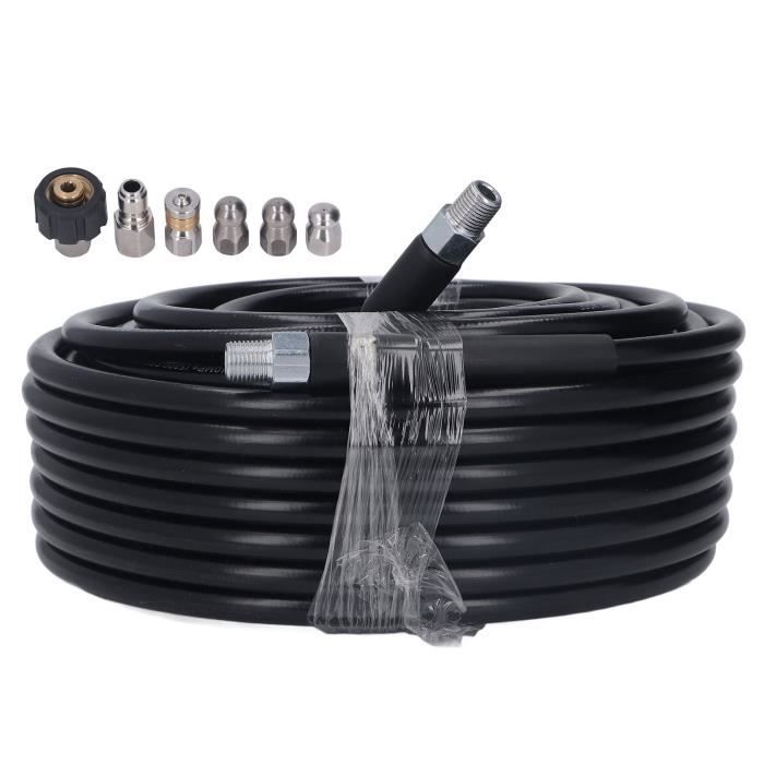 MATXREE Tuyau Vidange 15 M Pour Nettoyeur Haute Pression Kärcher K2 à K7 – Buse Égout à Ressort Incluse
