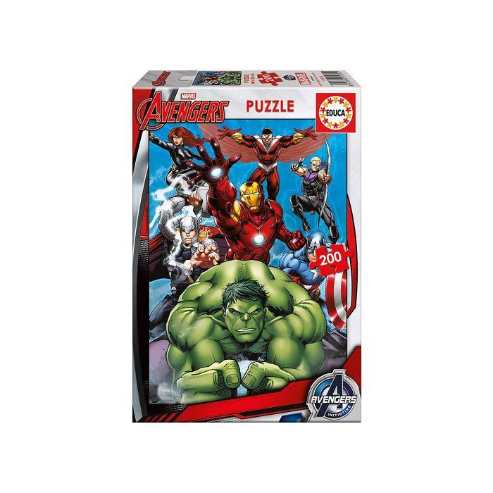 Puzzle Marvel Avengers 200 Pieces - Hulk - Iron Man - Captain American - Thor - Collection Super Heros - Enfant
