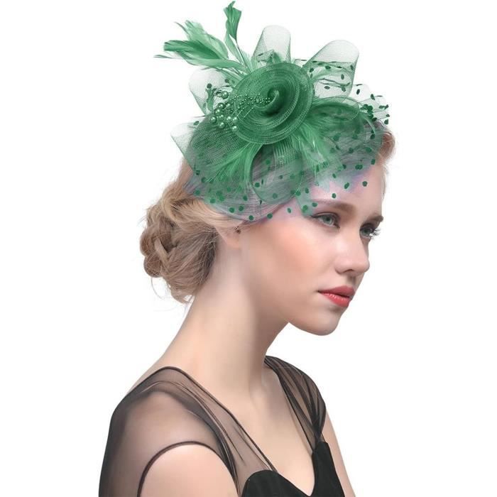 Chapeau Fascinator Femme Avec Plumes Et Strass - Pince à Cheveux, Pour Mariage, Thé, Courses, Soirée - 14
