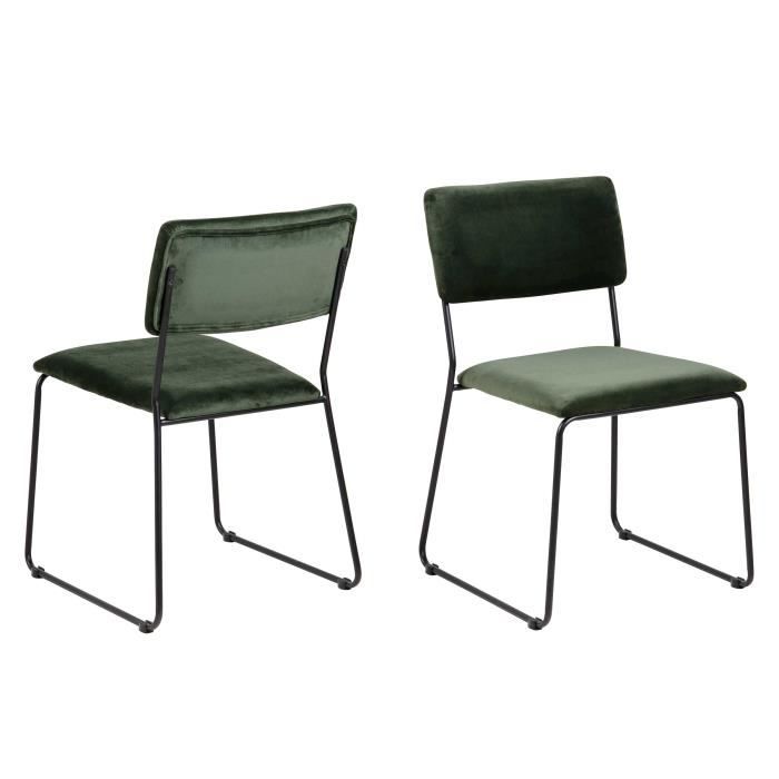 chaise nelly - emob - vert - vintage - lot de 2 - intérieur - adulte