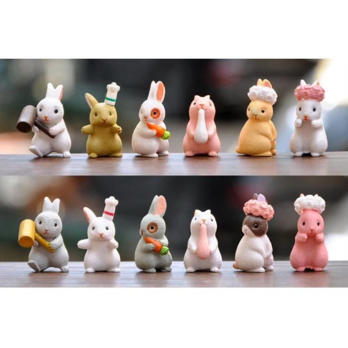 24 Mini Figurines Lapins De Pâques En Résine - Blanc - Environ 2.3x1.4 Cm - Décoration Gâteaux, Maison De Poupée, Diorama