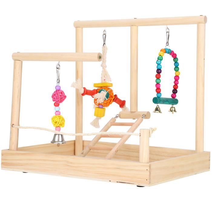 Aire de jeux de perroquet Cage à oiseaux en bois massif perche support perroquet parc cage à