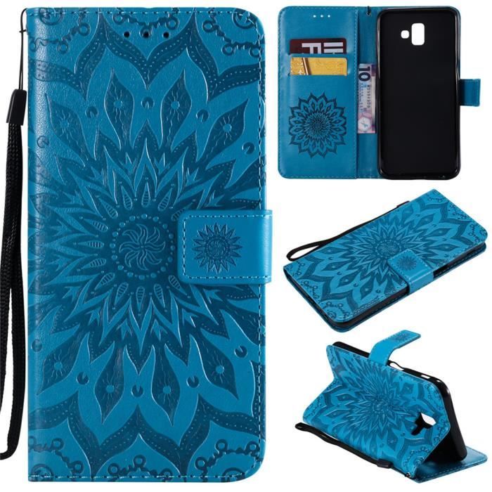 Couleur Unie Coque pour Samsung Galaxy J6+ Bonne PU Cuir