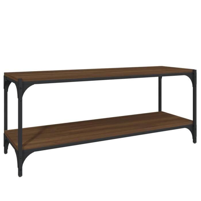 ZERODIS Meuble TV Chêne marron 100x33x41 cm Bois d'ingénierie et acier