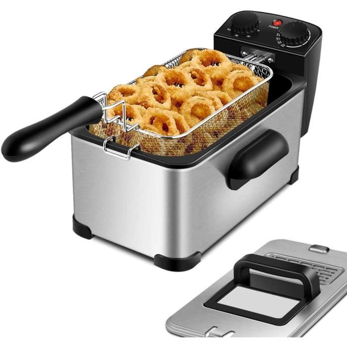 Friteuse En Acier Inoxydable 3,5 L Avec Panier – Petite Friteuse Pour Frites, Poisson, Beignets, Usage Quotidien