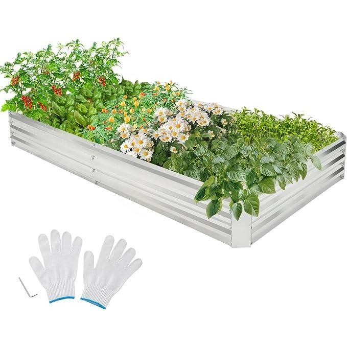 Jardinière Surélevée En Acier Galvanisé - 100x100x18.5cm - Fond Ouvert - Pour Potager, Fleurs Ou Compost
