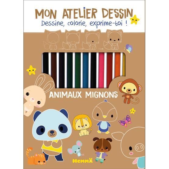Animaux Mignons Kit Avec Crayons Taille Crayons Et Bloc Pour Apprendre A Dessiner Pas A Pas Des 6 Ans Cdiscount Jeux Jouets