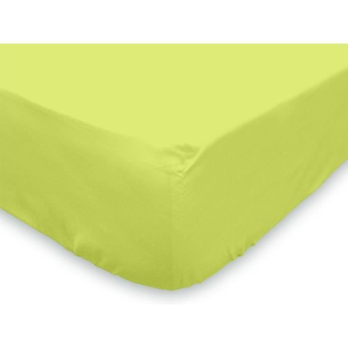 Drap Housse 100 % Coton 57 fils/cm2 - 90 x 190 cm - ANIS Drap Housse 100 % Coton 57 fils/cm2 - 90 x 190 cm - ANIS