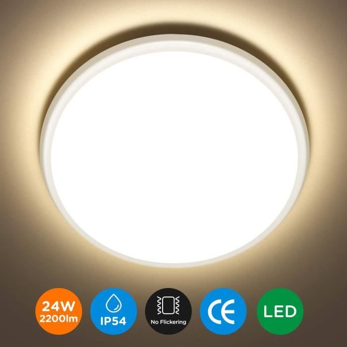 tomons plafonnier lampe led, étanchéité ip54, 3000k, lampe de plafond ronde pour salle de bain, cuisine, salon, balcon