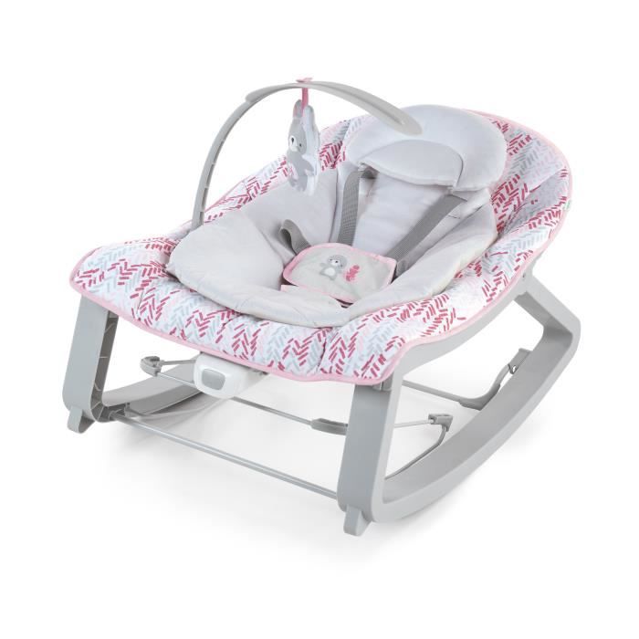 INGENUITY Transat bébé bascule évolutif 3-en-1 Keep Cozy -Lily- 3 Positions: arche avec jouets peluches amovible jusquà 18 kg