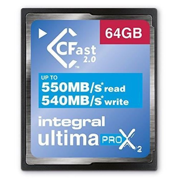 Carte Mémoire CFast 2.0 INTEGRAL - 64 Go - Ultra Haute Vitesse 550 Mo/s en écriture et 540 Mo/s en lecture