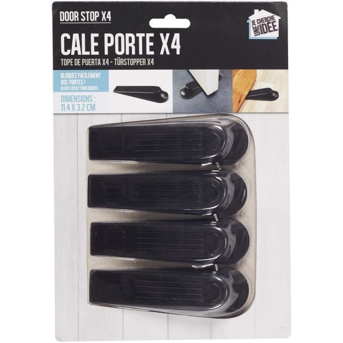 Set de 4 cale-portes en plastique Noir