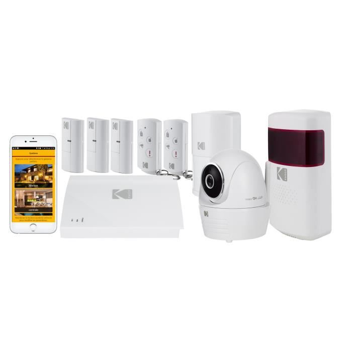 KODAK Pack Alarme maison sans fil avec caméra de surveillance Full HD  Vision + - Cdiscount Bricolage