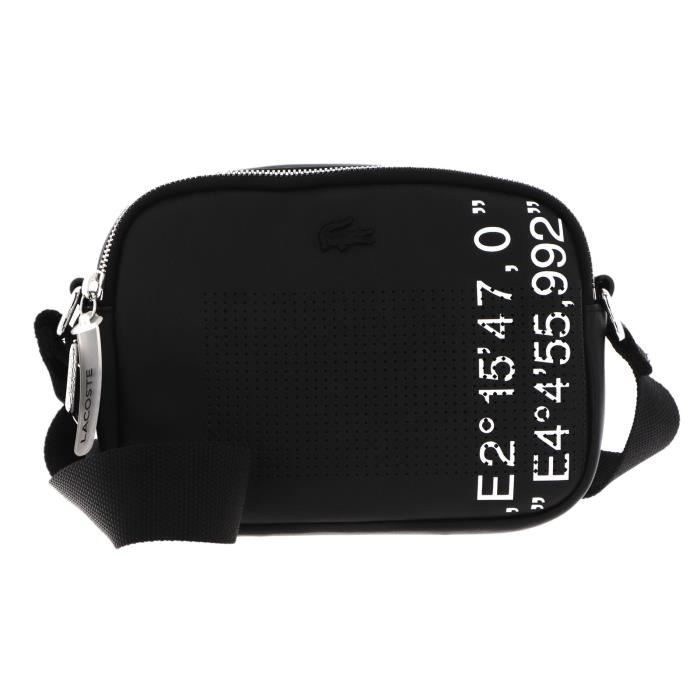 LACOSTE Crossover Bag Noir Blanc [184485] - sac ?� ?�paule bandouli?�re sacoche noir - Cdiscount 