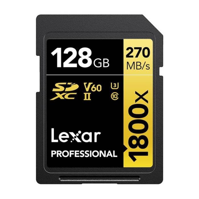 LEXAR Carte SDXC 128 Go 1800X Professional 270 Mo/s Classe 10 UHS-II U3