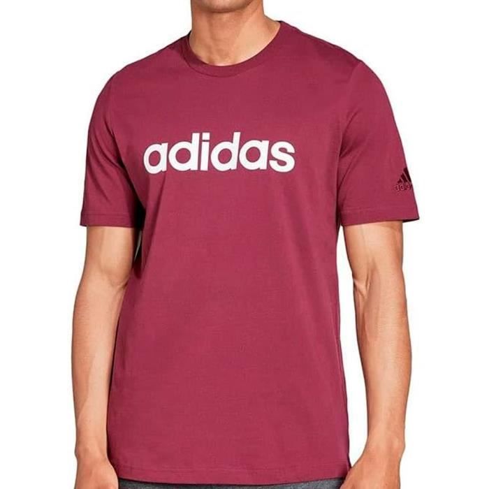 T shirt Homme Bordeaux Adidas Lin Manches Courtes 100 Coton Red Cdiscount Pret a Porter