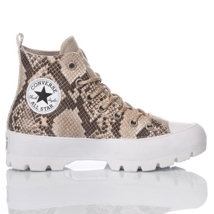 converse cuir beige femme