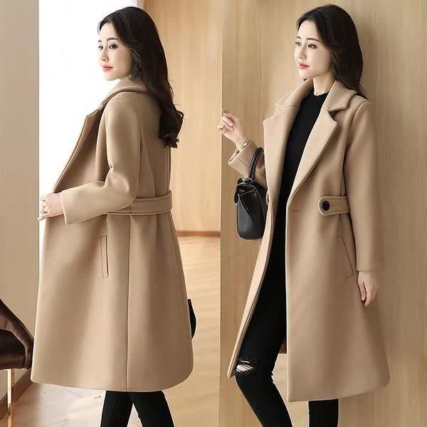 Manteau 3XL femmes laine manteau travail solide Vintage hiver bureau col rabattu a manches longues bouton Double Type CAMEL Blanc Cdiscount Pret a Porter