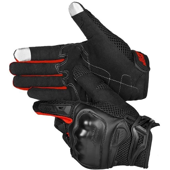 Gants Moto Sans Doigts Homme - Protection Knuckle - Respirant été - Écran Tactile - Modèle KM050