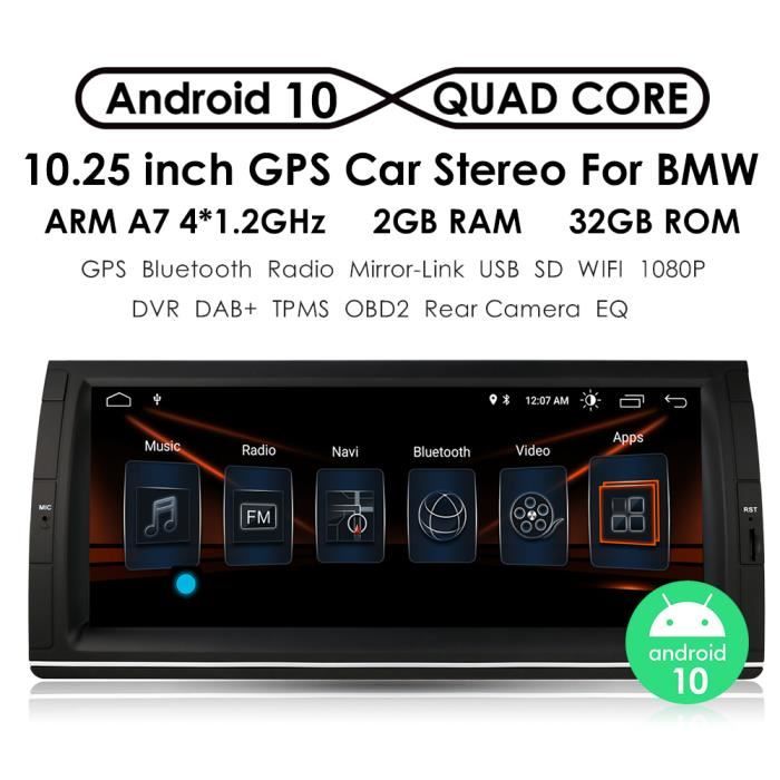Autoradio Android 10 Pour BMW Série 5 E39 1999-2005 - Écran Tactile 9" - GPS, WiFi, Bluetooth, Caméra De Recul Incluse - 6