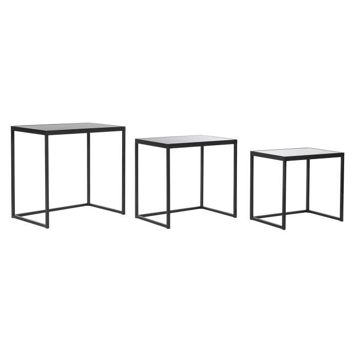 set de 3 tables gigognes en métal et verre - pegane - design contemporain - gris