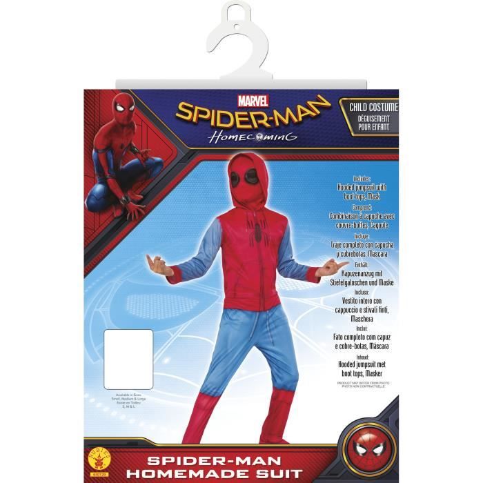 Déguisement Spider-Man Homecoming - Sweat avec Couvre-bottes et Cagoule - Taille L