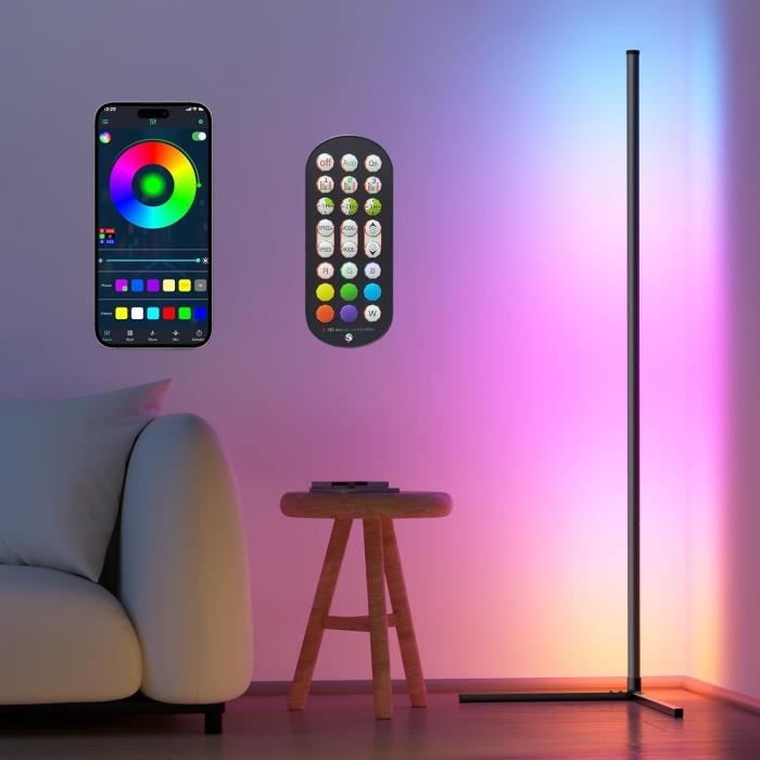 Lampe Sur Pied LED Intelligente RGB - 16 Millions De Couleurs - Synchronisation Musique - Contrôle WiFi Et Télécommande - Pour Salon, Chambre