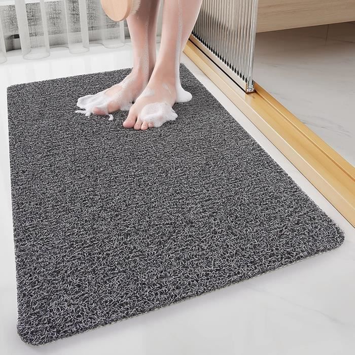 Tapis De Douche Antidérapant Luffa PVC 80x100 Cm - Extra Large, Anti-Moisissure, Massage Pieds - Noir Et Blanc