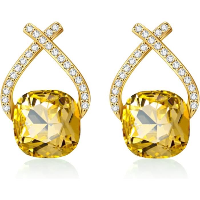 Boucles D'oreilles DEBRA En Forme De Cœur - Plaqué Or 18K Avec Zirconium Cubique - Neuf Avec étiquettes
