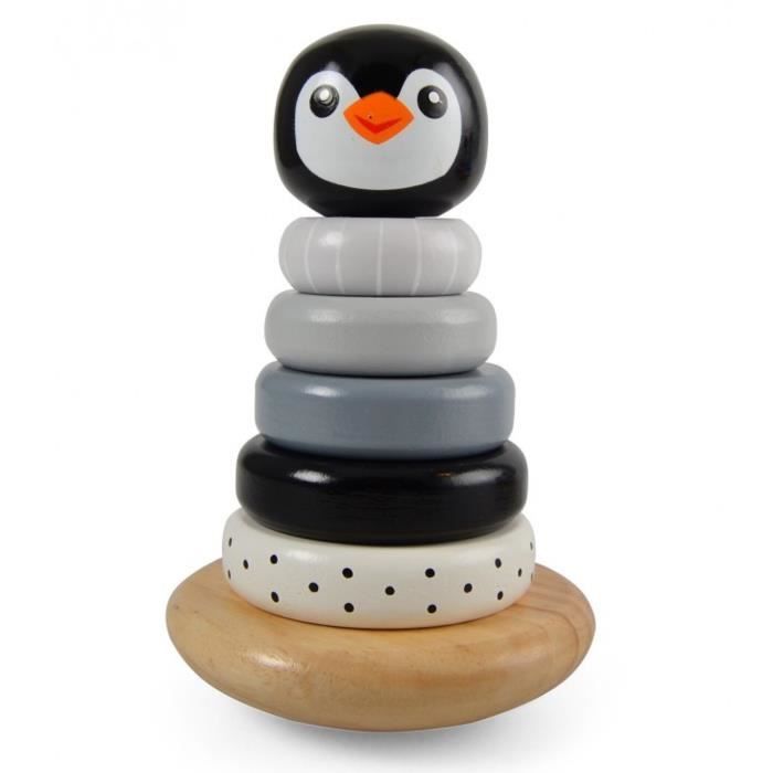 Jouet En Bois Pyramide A Empiler Pingouin Gris A Partir De 2 Ans Cdiscount Puericulture Eveil Bebe