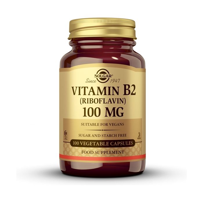 Solgar Vitamine B2 100 mg (Riboflavin) Capsules Végétales 100