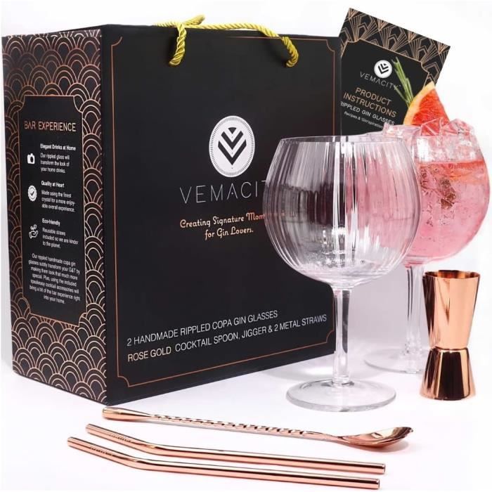 Verres à Gin Artland Bloom - Lot De 2 - Soufflés à La Bouche - Motif Floral Coucher De Soleil - Luxe