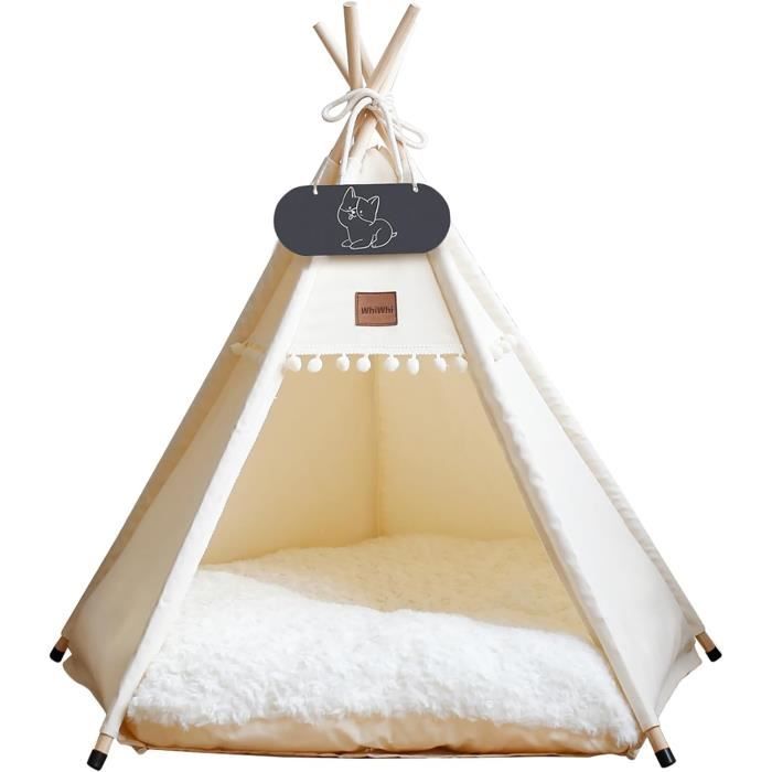 Meilleurs prix pour Tente de Tipi pour Chien Animaux Tente avec Coussin Lavable Niche Chien et Chat Intérieur Tente de Jeu pour Chien de[S67]