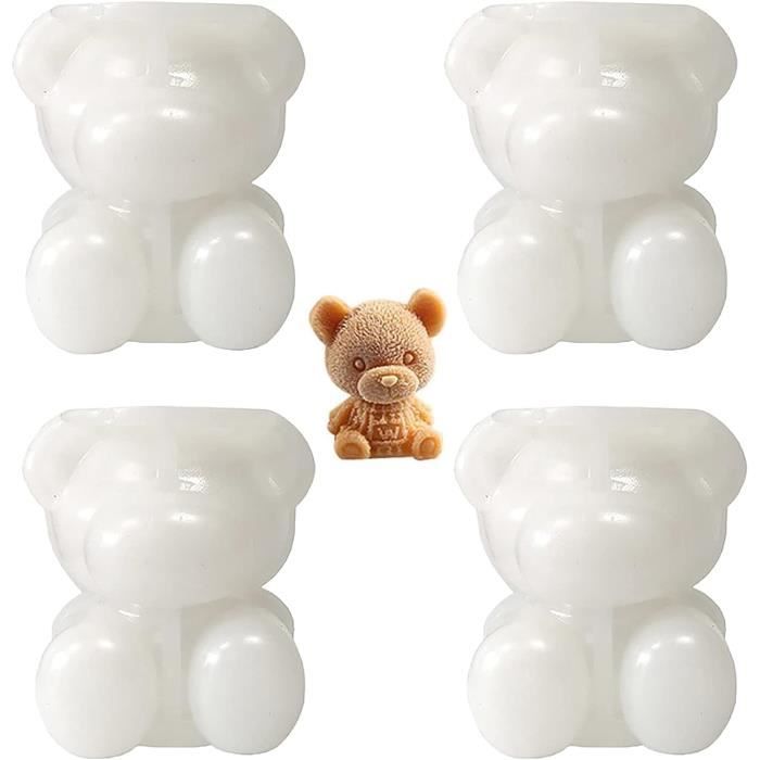 Moule Bougie Moule En Silicone 3D Ours En Peluche, Mousse De Chocolat, Cafu00e9, Glau00e7ons, Bougie, Du00e9coration De Gu00e2teau Artisanal, Outils De Cuisson De Cuisine Moule Silicone Ourson