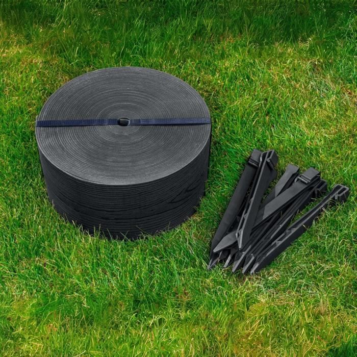 Bordure De Jardin UNIGARDIA - 20m Flexible + 40 Piquets - Noir Imitation Bois - Résistante UV