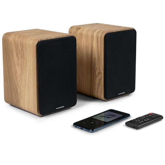 Enceintes de bibliothèque Caisson Bois COSY Thomson WS602DUO Bluetooth 5.0 Entrée optique câble inclus