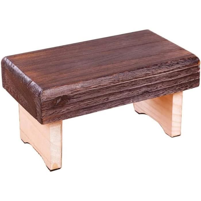 Ancien Repose Pied /Tabouret en bois 18x24 cm H:19cm Fait