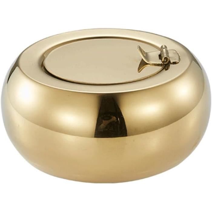Cendrier Design FISURA En Forme De Lune - Béton Et Acier Inox - 10x10cm - Avec Couvercle Anti-odeur